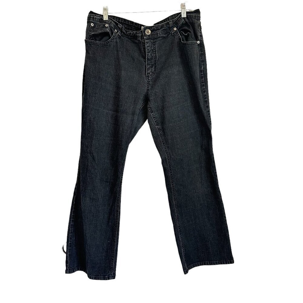 Plus petite size 16 women's faded black bootcut / boot cut jeans